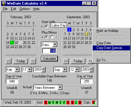 WinDate Calculator Screenshot